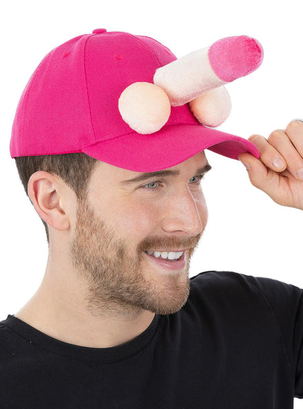 Funny Pink Bucks Night Hat with Plush Willy - Main Image