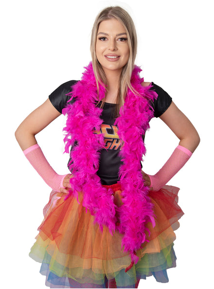 Classic Long Hot Pink Feather Boa Accessory - Main Image