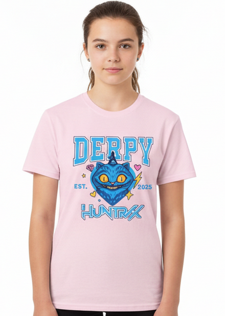 Teens Light Pink T-Shirt with Huntrix Derpy Cat Print - Main Image