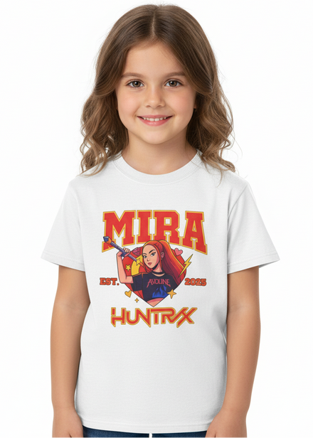 Kids White T-Shirt with Huntrix KPop Mira 2025 Print Main Image