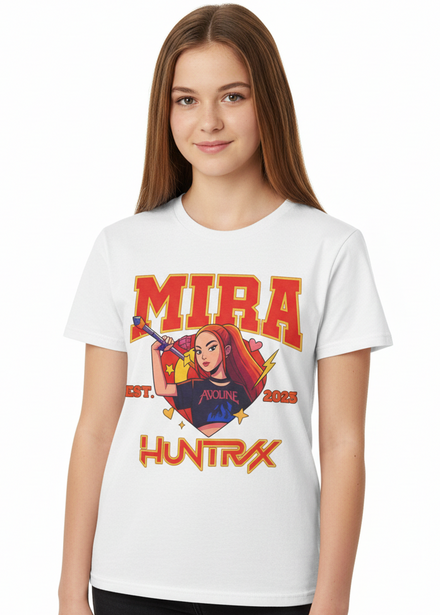Teens White T-Shirt with Huntrix KPop Mira 2025 Print Main Image