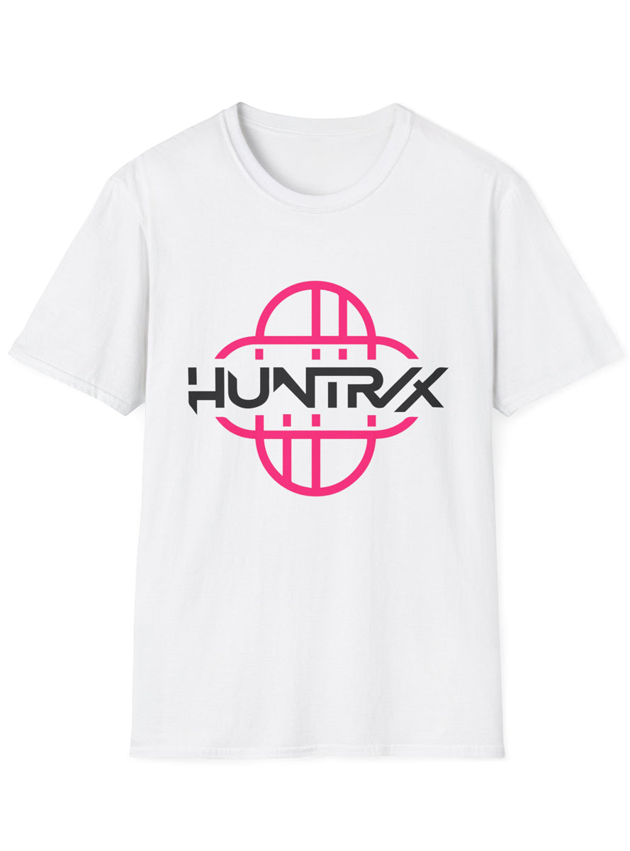 Adults White T-Shirt with Huntrix Pink Logo Print