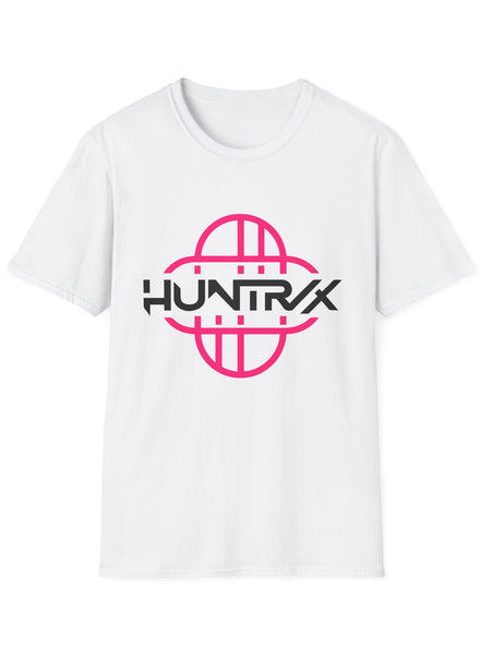 Adults White T-Shirt with Huntrix Pink Logo Print