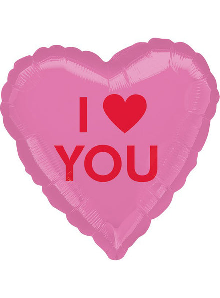 I Heart You Candy Heart Pink 45cm Foil Balloon - Main Image