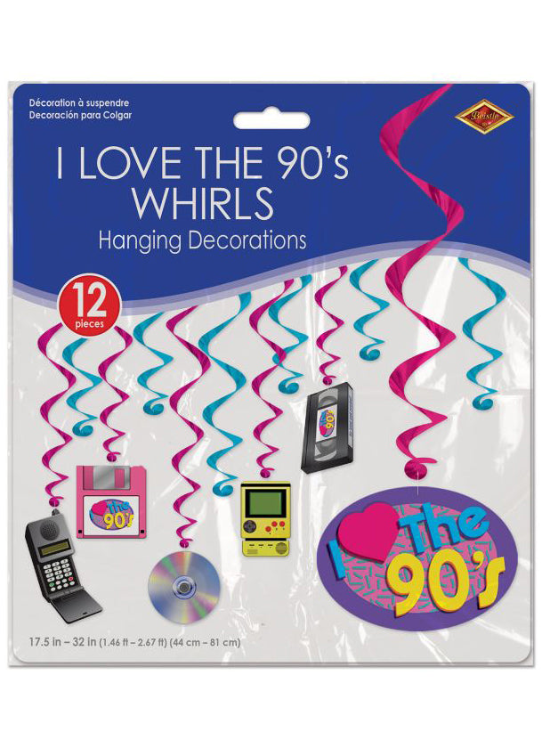 I Love the 90s Hanging Whirl Decorations - Packaging Image