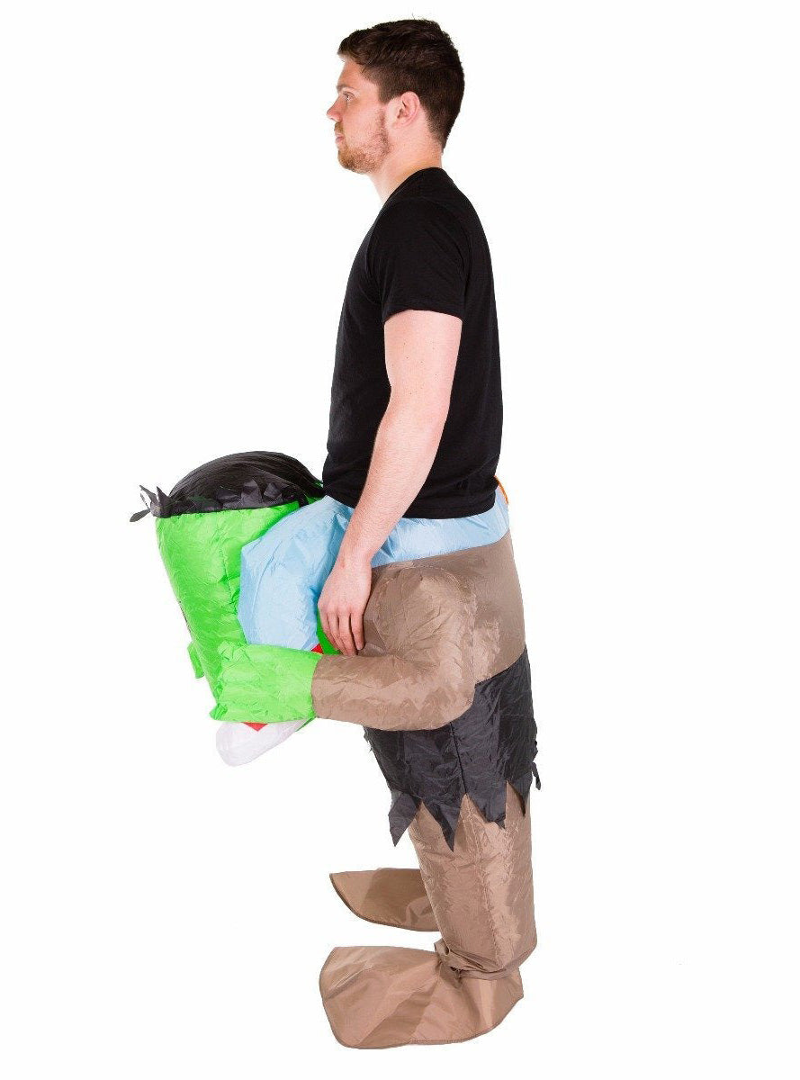 Inflatable Adults Lift Up Frankenstein Monster Halloween Costume - Side Image