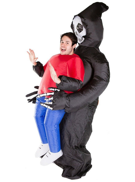Inflatable Adults Lift Up Grim Reaper Halloween Costume - Alternative Image