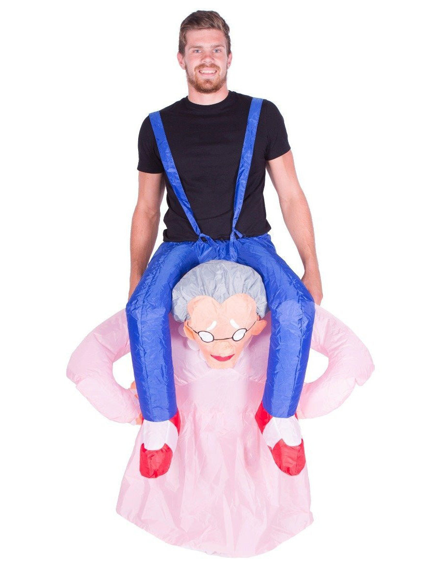 Inflatable Adults Lift Up Old Lady Costume - Main Image
