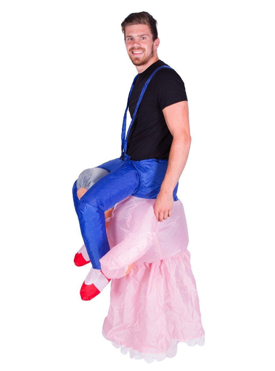 Inflatable Adults Lift Up Old Lady Costume - Side Image