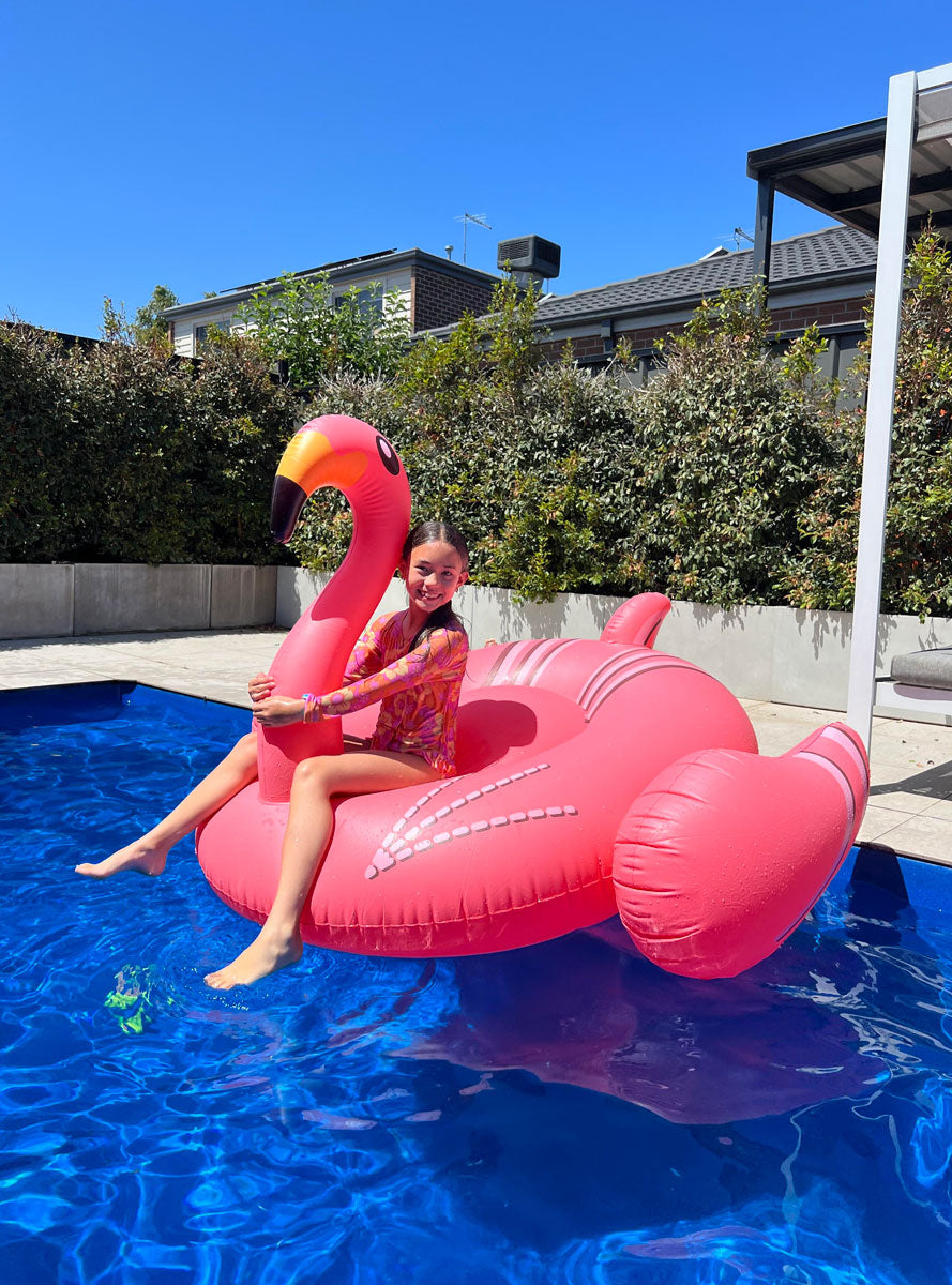 Inflatable Giant Pink Flamingo Pool Toy - Lifestyle Image 4