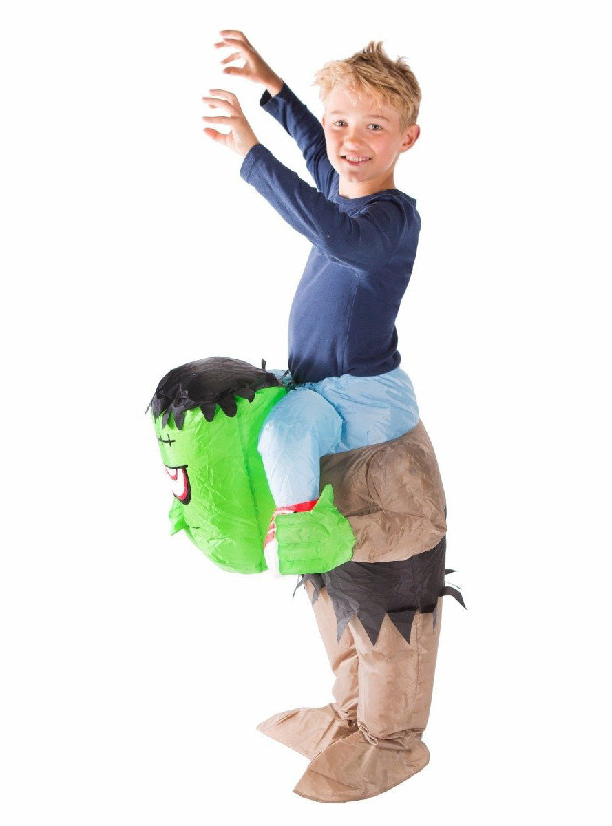 Inflatable Kids Lift Up Frankenstein Monster Halloween Costume - Side Image