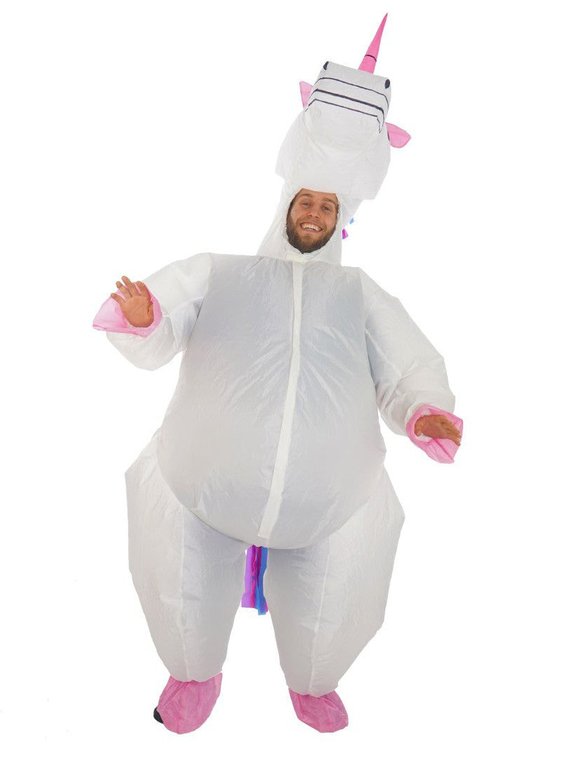 Inflatable White Unicorn Novelty Adults Costume - Front Image
