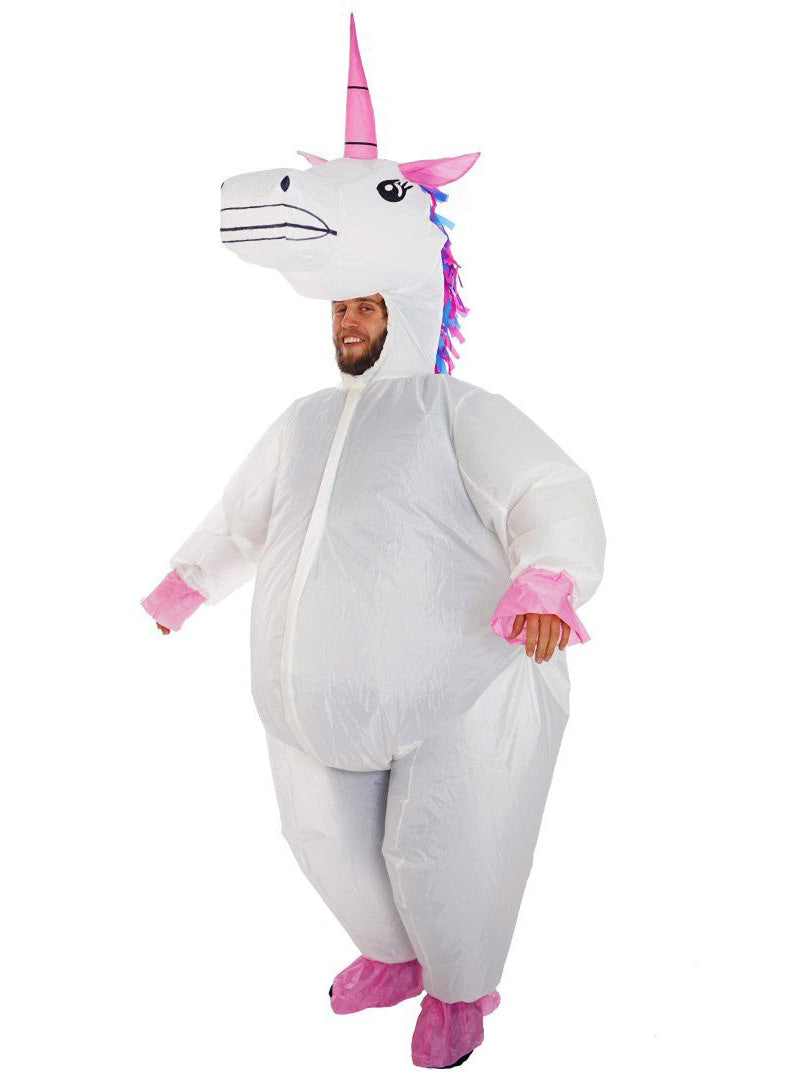 Inflatable White Unicorn Novelty Adults Costume - Main Image