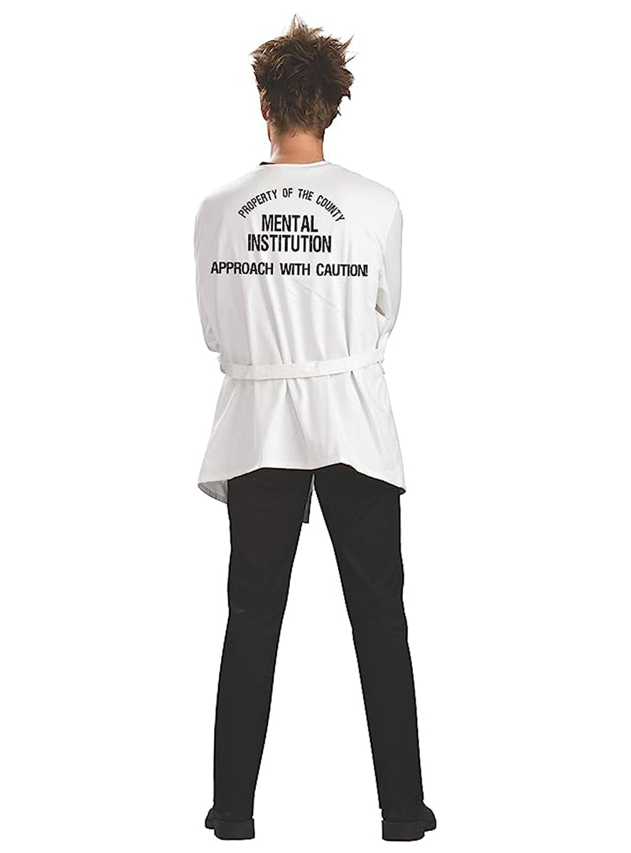 White Straight Jacket Mens Insane Asylum Costume - Back Image