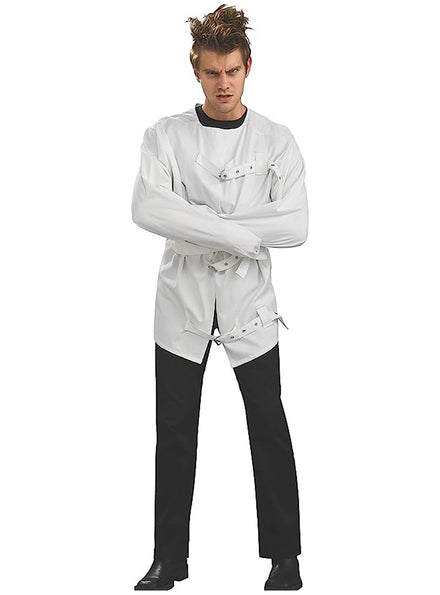 White Straight Jacket Mens Insane Asylum Costume - Main Image