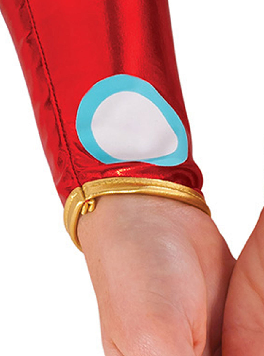 Metallic Red Womens Iron Man Superhero Costume Gauntlets - Close Image