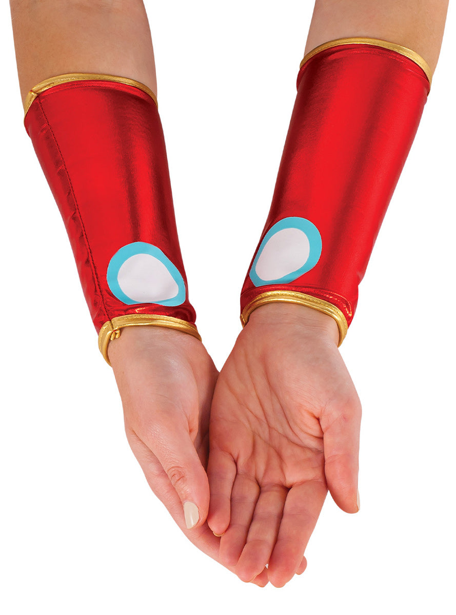 Metallic Red Womens Iron Man Superhero Costume Gauntlets - Main Image