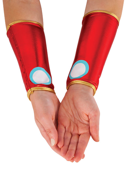 Metallic Red Womens Iron Man Superhero Costume Gauntlets - Main Image
