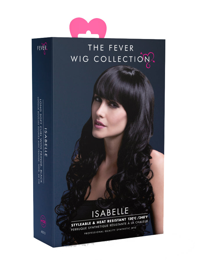 Womens Long Black Curly Fashion Wig With Fringe - Packaging Image