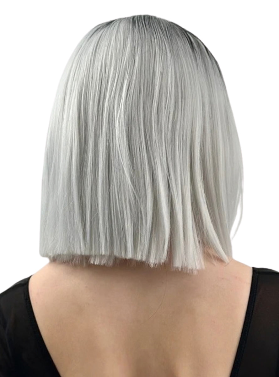 Isla Silver Long Bob Wig with Dark Roots