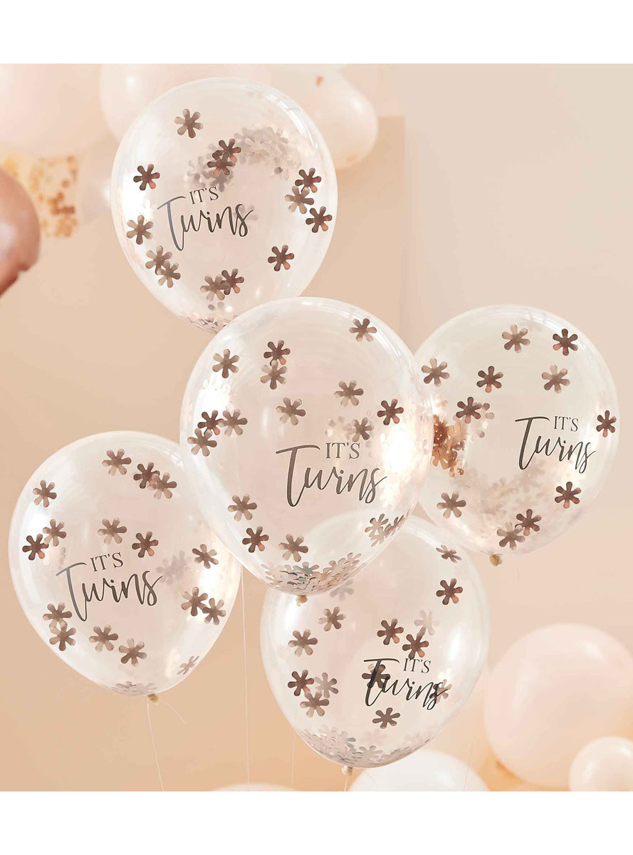 Its Twins 5-Pack 30cm Latex Baby Shower Balloons - Lifestyle Image