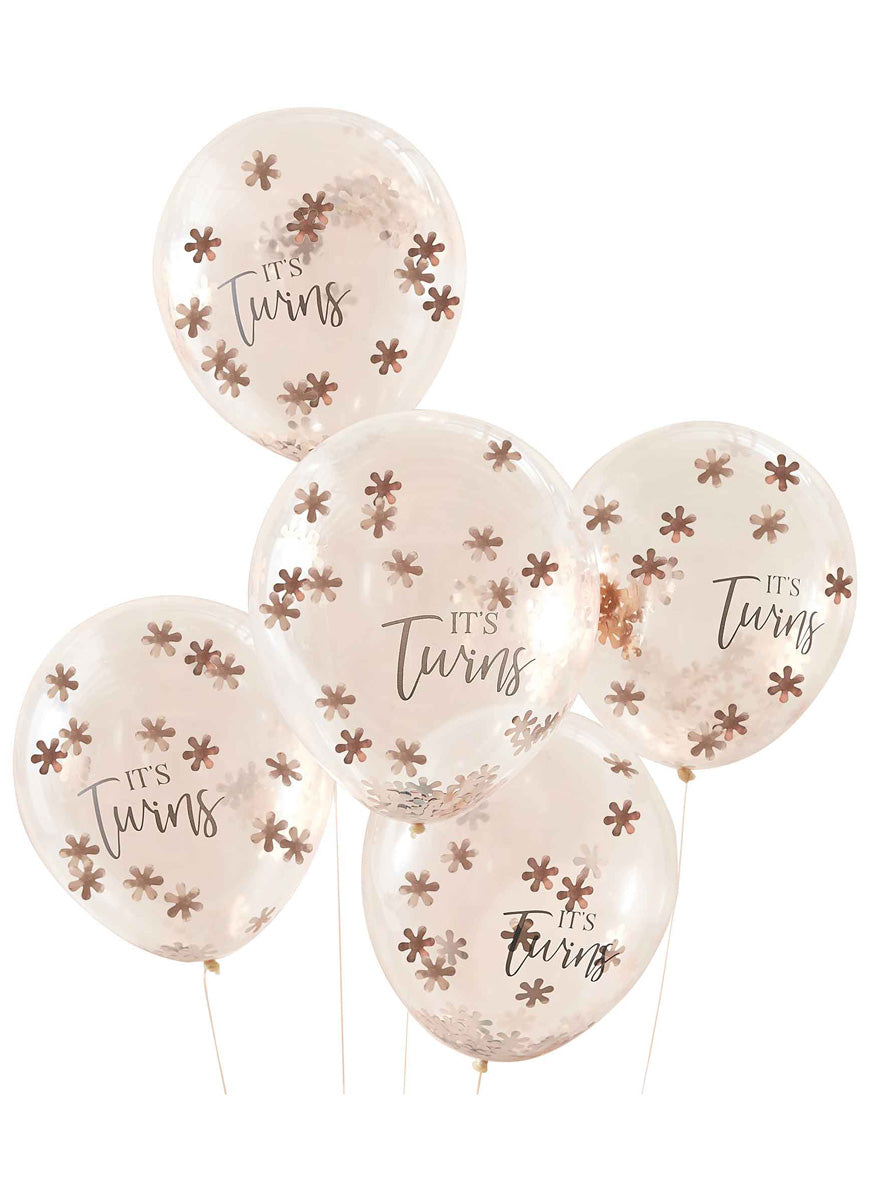Its Twins 5-Pack 30cm Latex Baby Shower Balloons - Main Image