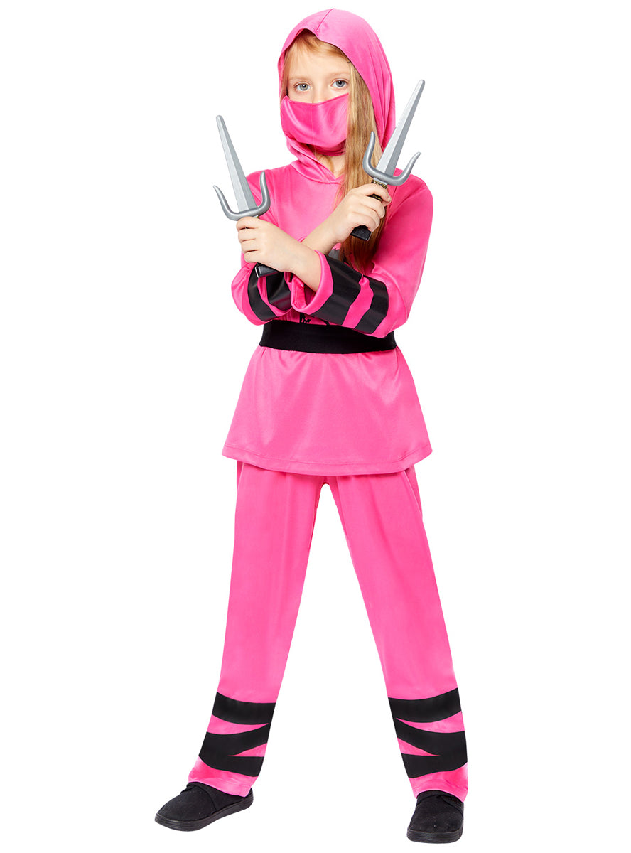 Girls Pink Dragon Ninja Japanese Costume - Alternative Image 2