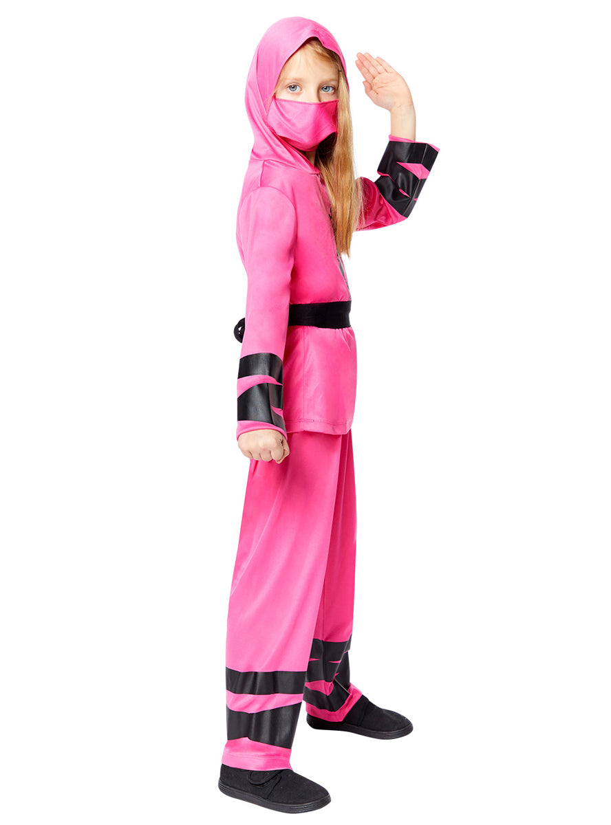 Girls Pink Dragon Ninja Japanese Costume - Side Image