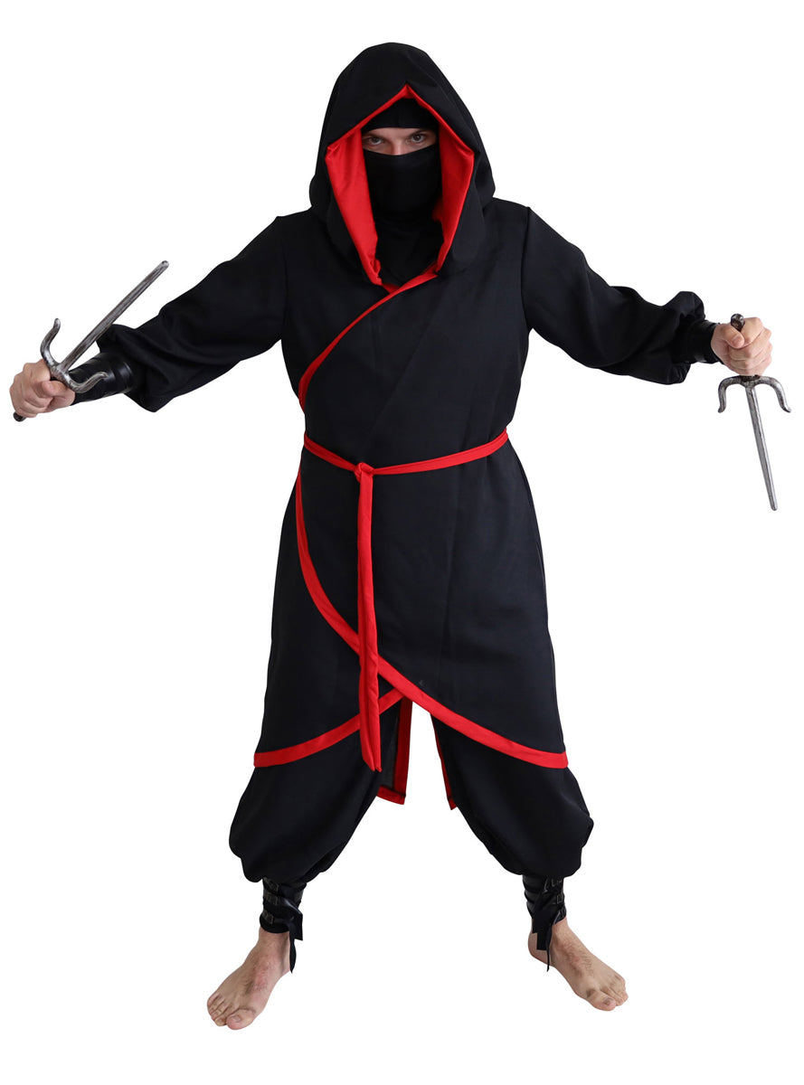 Japanese Ninja Mens Black and Red Costume - Main Image