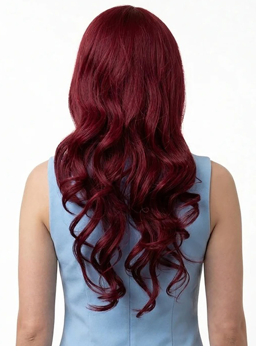 Jenna Burgundy Red Curly Wig with Fringe