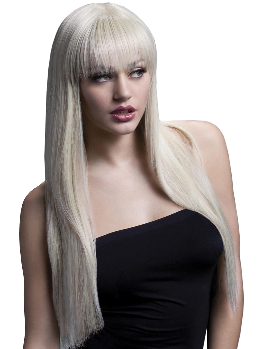 Womens Long Blonde Deluxe Fashion Wig With Fringe - Main Image