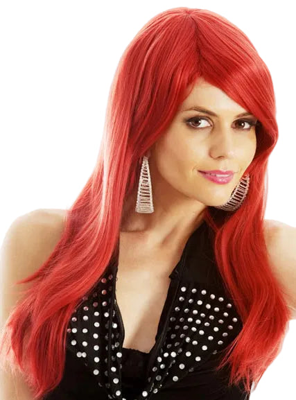 Jessica Womens Long Red Heat Resistant Fashion Wig - Alternative Image