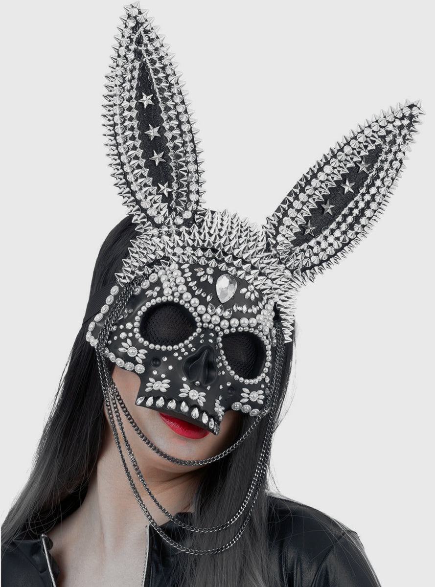 Spiked Deluxe Womens Bejewelled Bunny Mask - Main Image