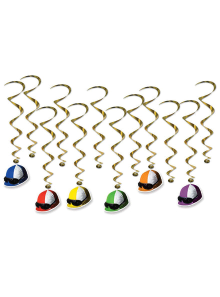 Jockey Helmet Hanging Whirl Decorations - Main Image
