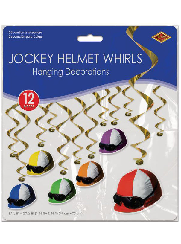 Jockey Helmet Hanging Whirl Decorations - Packaging Image