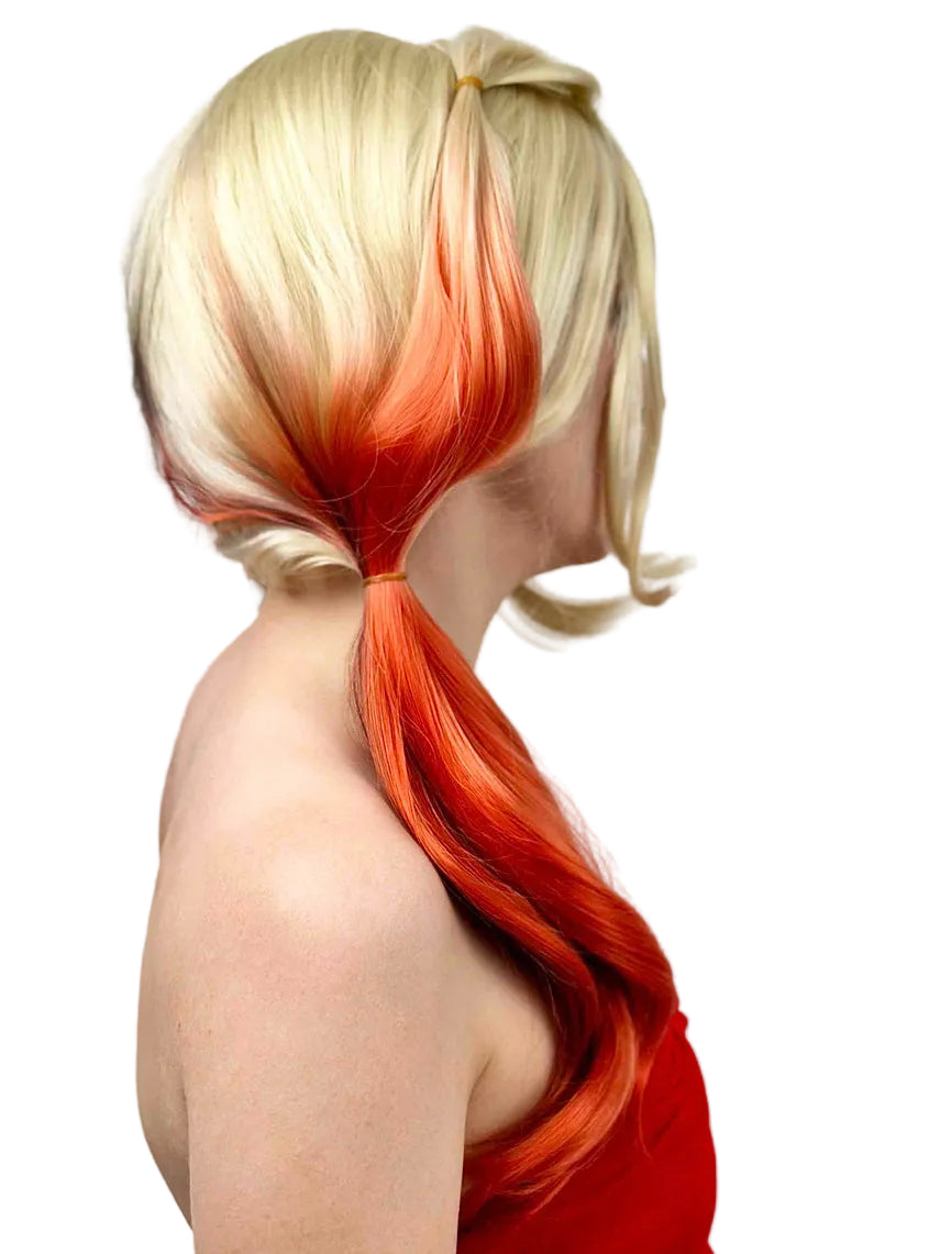 Joker Girl Womens Blonde Pigtails Costume Wig With Coloured Ends - Side Image 2