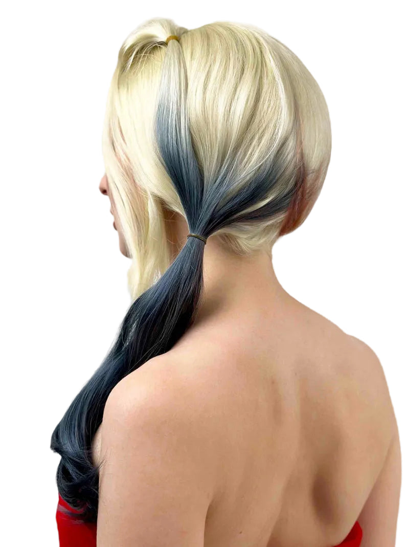 Joker Girl Womens Blonde Pigtails Costume Wig with Coloured Ends - Side Image 3