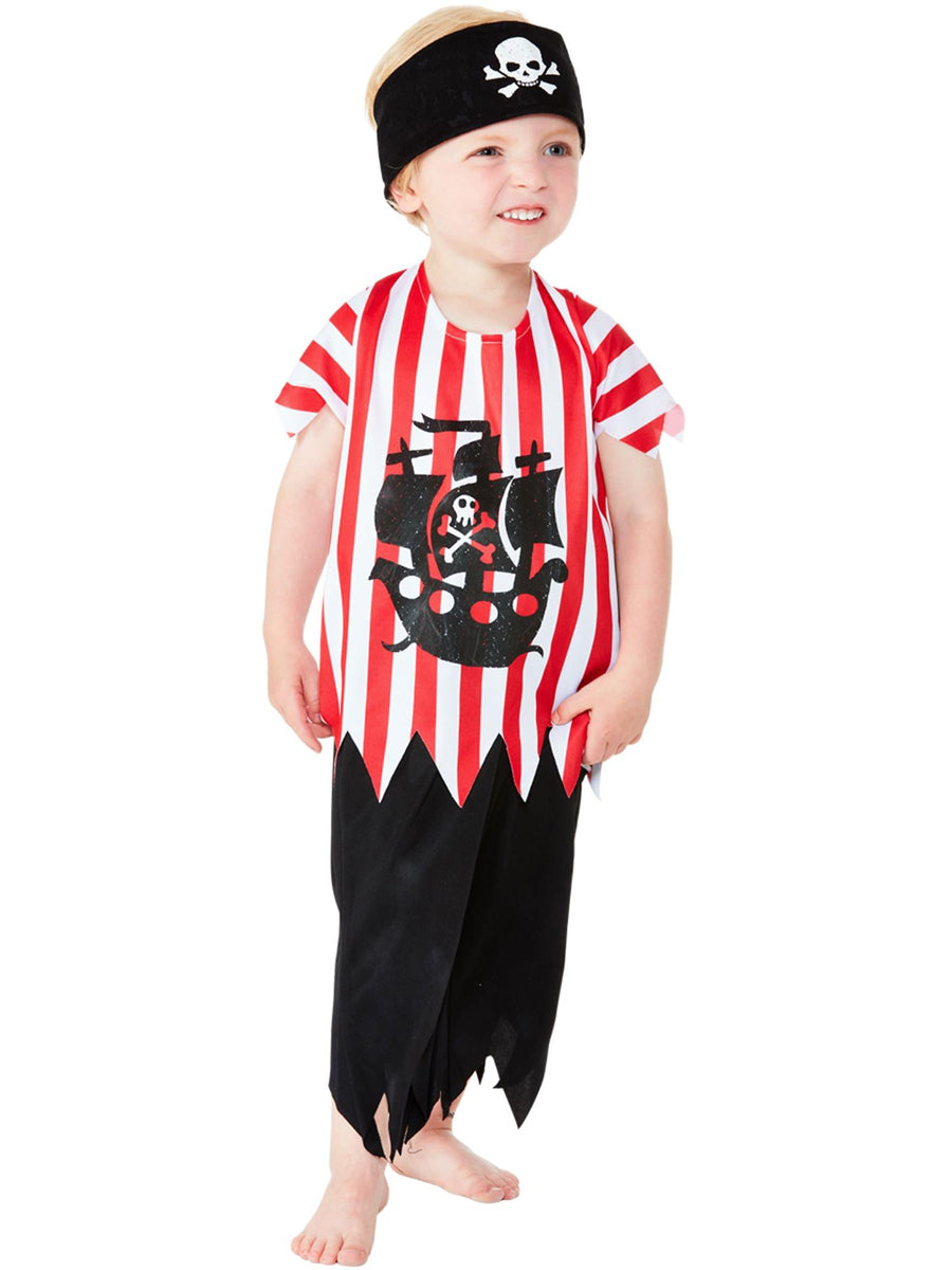 Toddler Boys Red And White Pirate Costume - Alternative Image