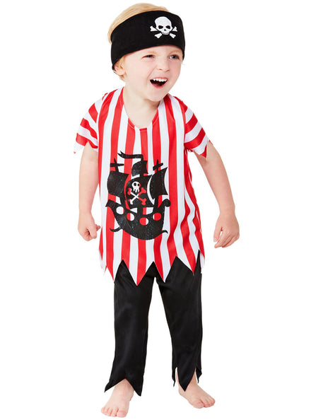 Toddler Boys Red And White Pirate Costume - Main Image