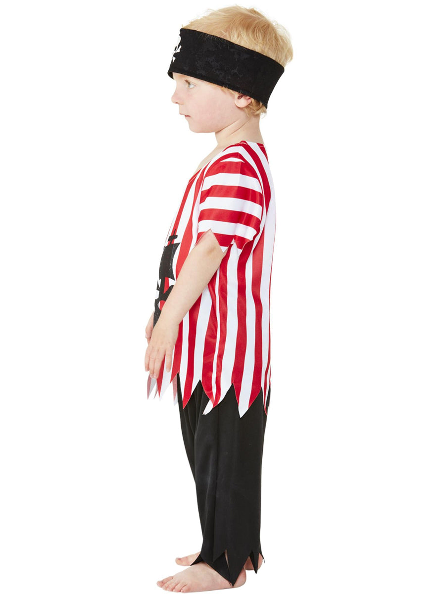 Toddler Boys Red And White Pirate Costume - Side Image