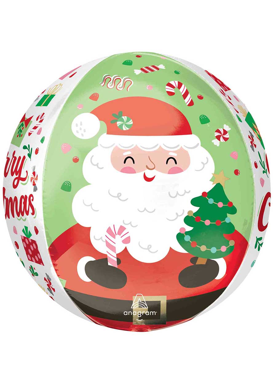 Jolly Santa Merry Christmas 40cm Orb Balloon Back Image