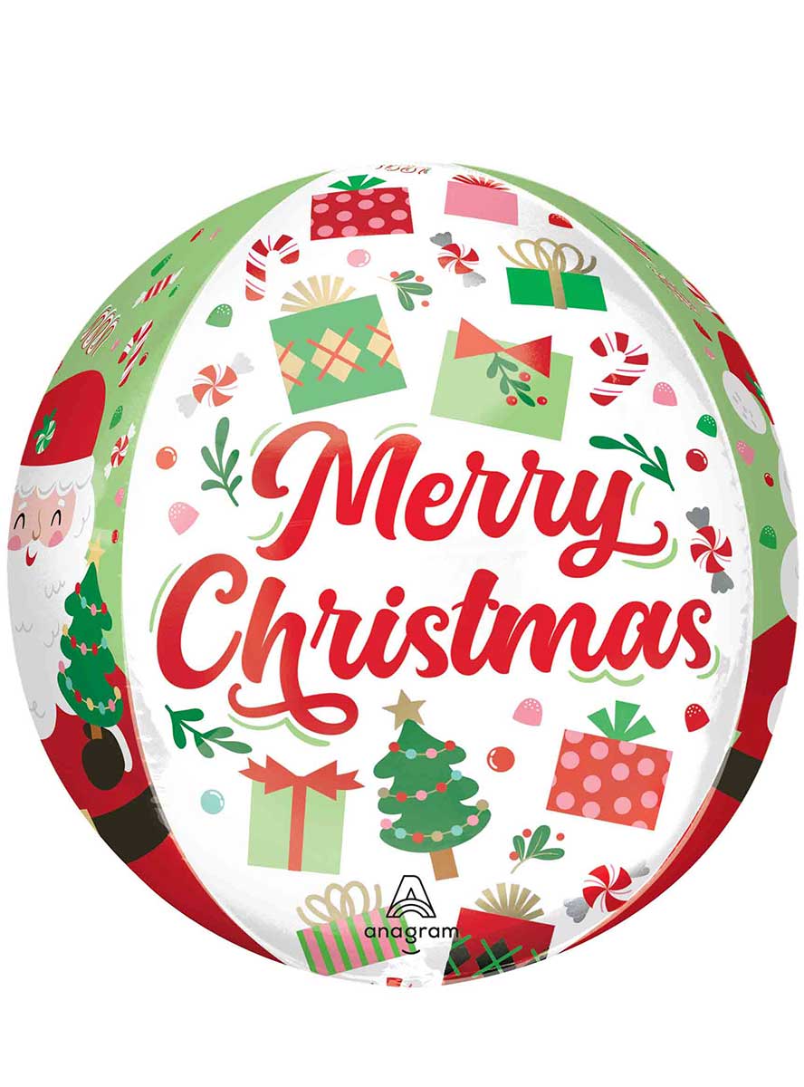Jolly Santa Merry Christmas 40cm Orb Balloon Main Image