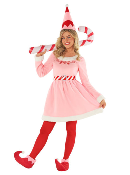 Womens Pink Jovi Elf Christmas Costume Main Image