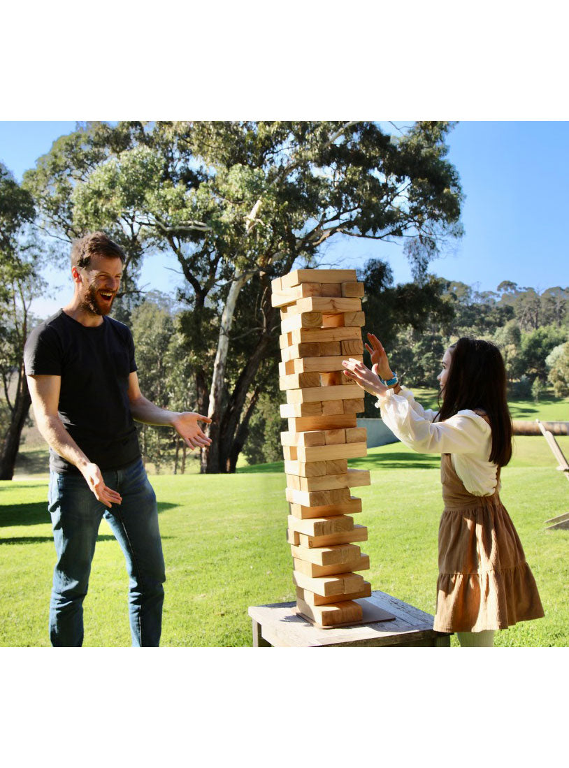 Jumbo Jenjo 81cm Wooden Block Outdoor Game - Lifestyle Image 1
