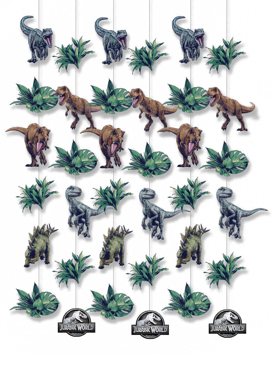Jurassic World Hanging Party Decorations 6 Pack - Main Image