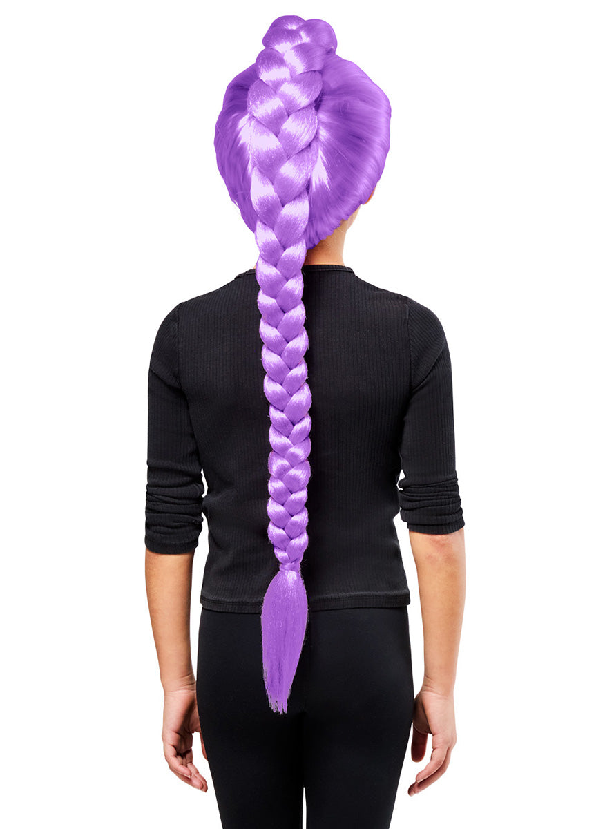 K Pop Demon Hunters Girls Rumi Purple Braided Costume Wig - Back Image