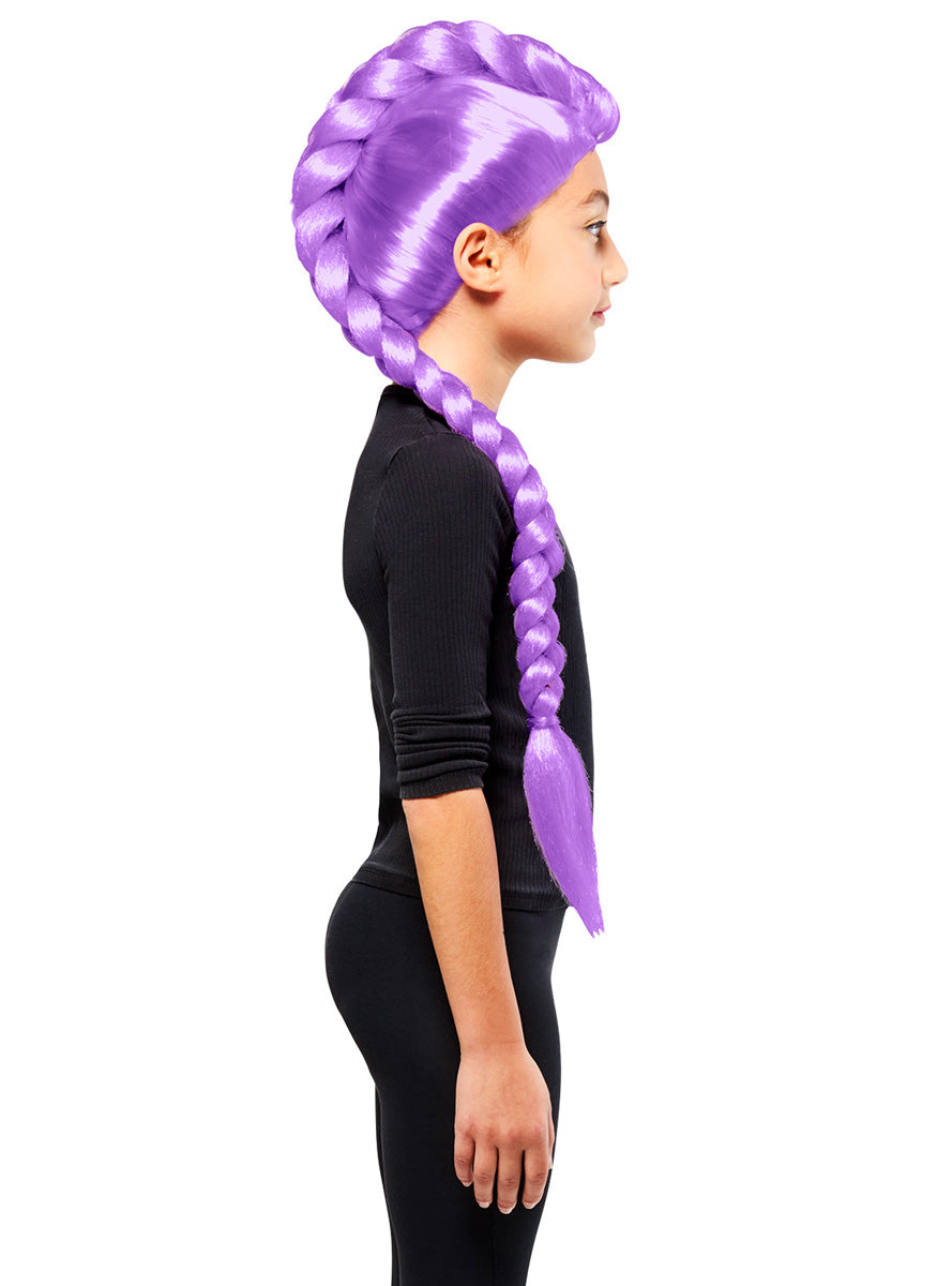K Pop Demon Hunters Girls Rumi Purple Braided Costume Wig - Side Image