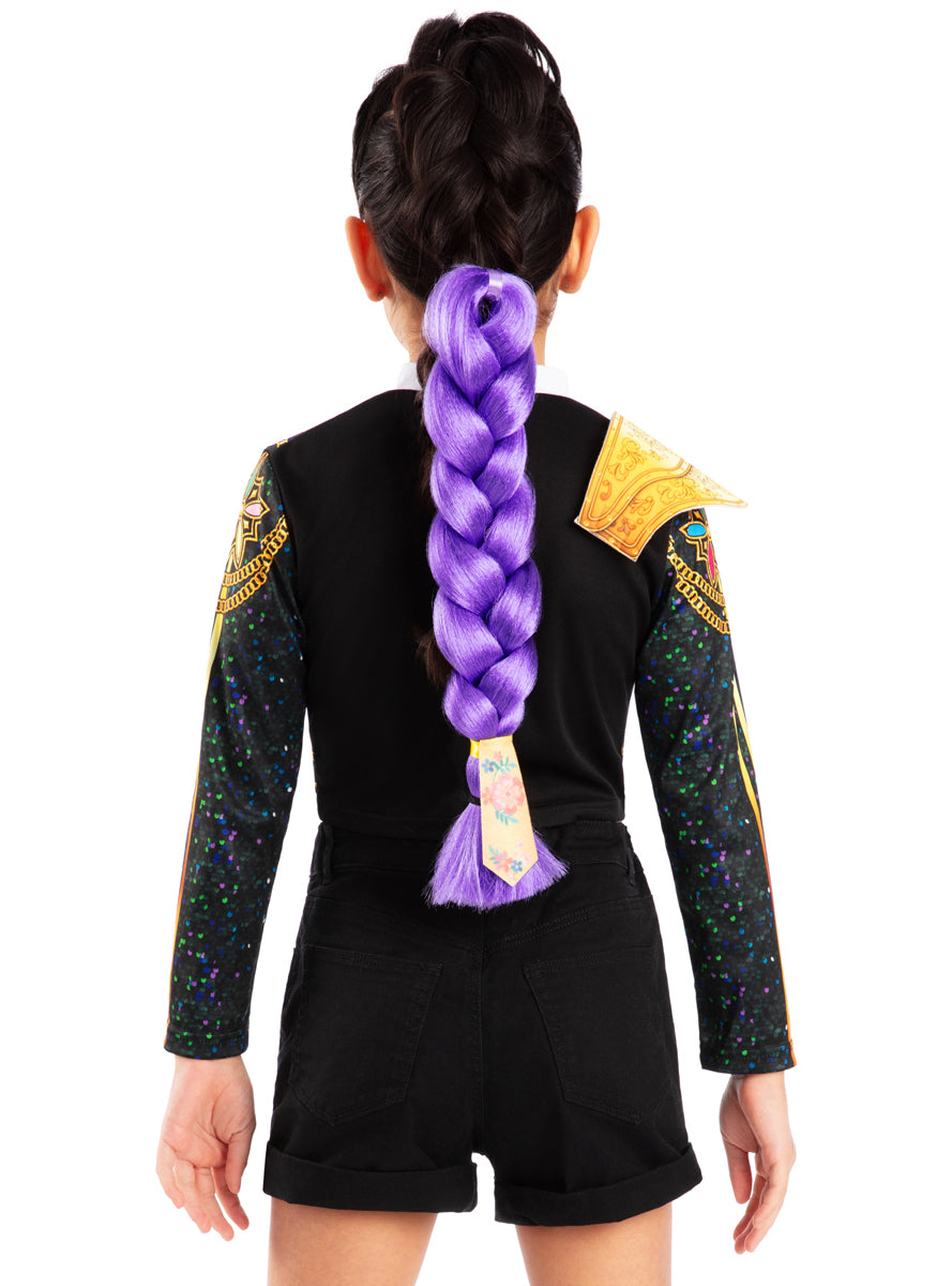 K Pop Demon Hunters Girls Clip On Purple Costume Braid - Back Image