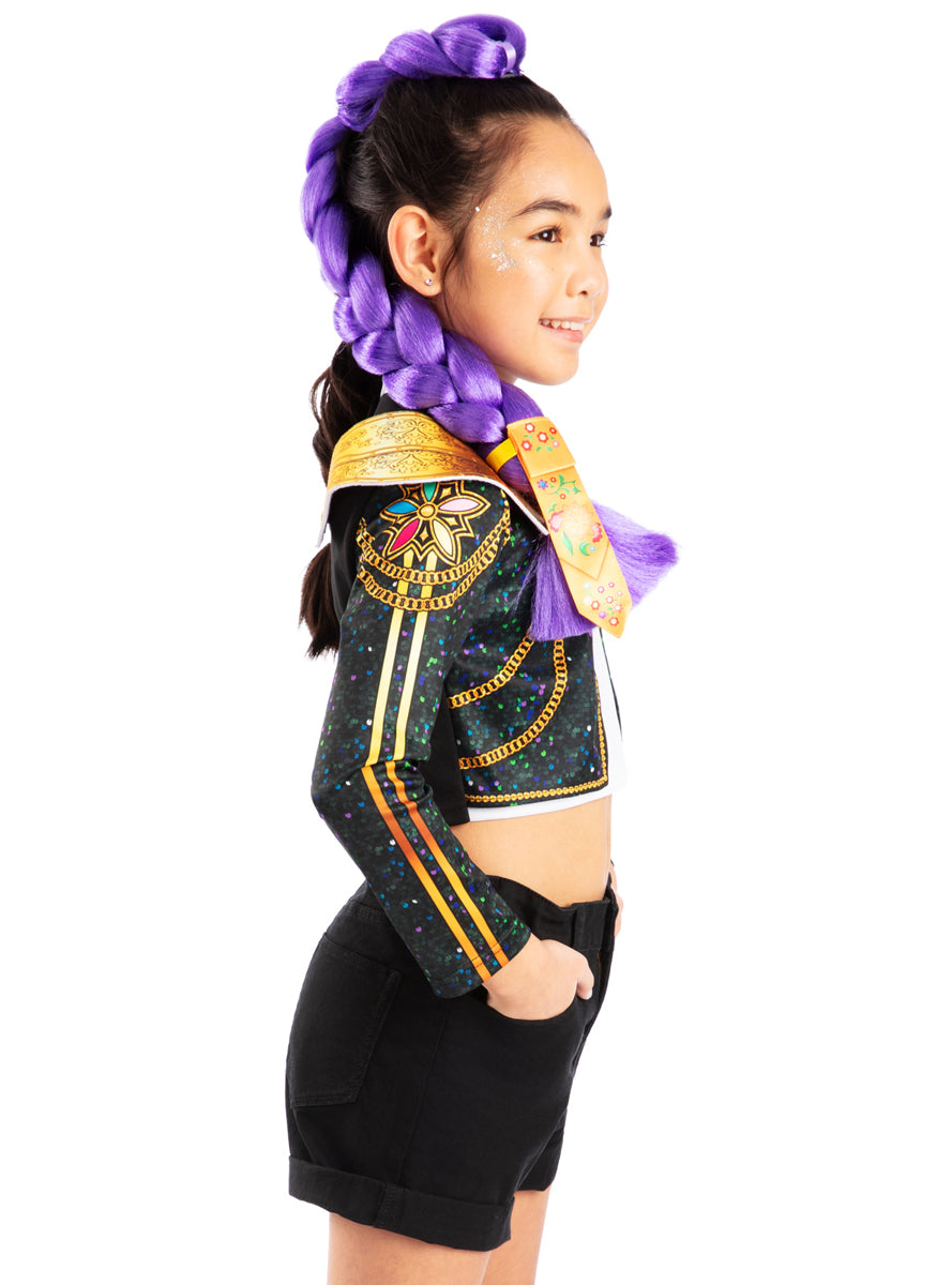 K Pop Demon Hunters Girls Deluxe Clip On Purple Costume Braid - Side Image