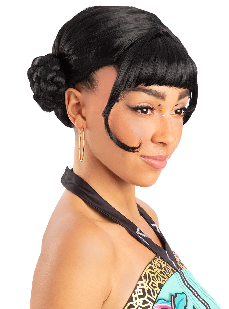K Pop Demon Hunters Womens Black Zoey Costume Wig - Side Image 2